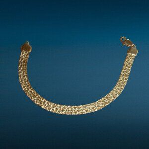 Vintage Gold Tone Bracelet Textured to Resemble Gold Nuggets 8" Unsigned EXC